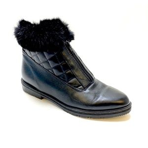 REGENCE Canada Leather Rabbit Fur Boots #1015